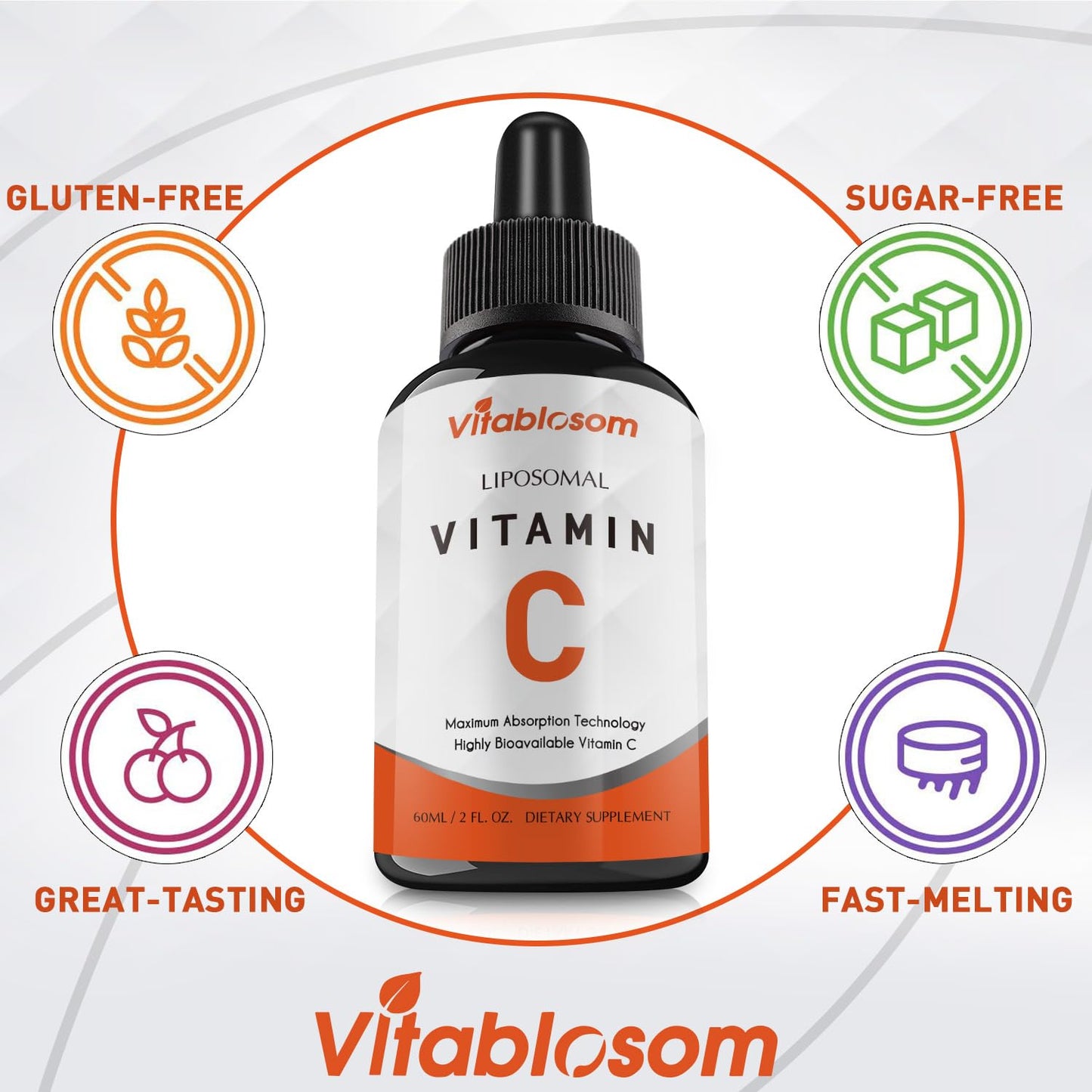 Vitablosom Liposomal Vitamin C 2000mg Liquid – 4 Bottle Pack (60ml Each) for Immune & Antioxidant Support