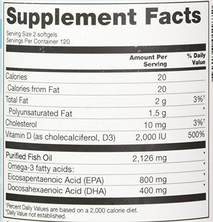 Vitacost Mega EFA-D3 Omega-3 EPA & DHA - 2,126 mg per Serving - 240 Softgels