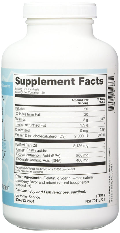 Vitacost Mega EFA-D3 Omega-3 EPA & DHA - 2,126 mg per Serving - 240 Softgels