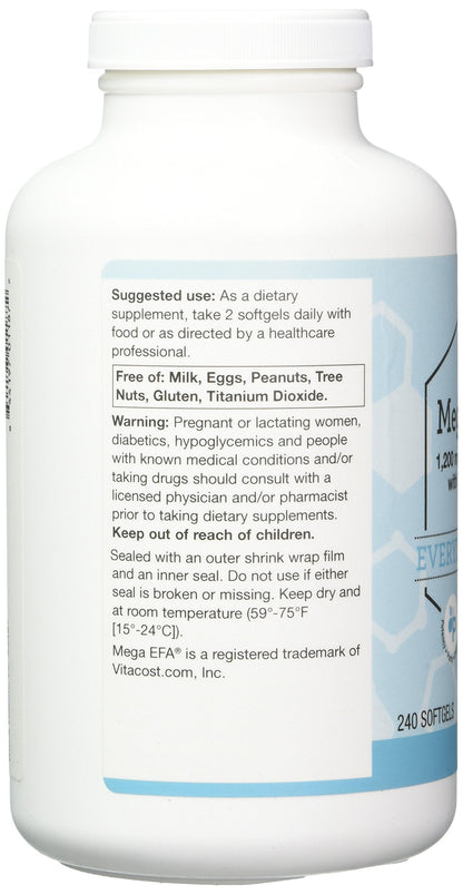 Vitacost Mega EFA-D3 Omega-3 EPA & DHA - 2,126 mg per Serving - 240 Softgels