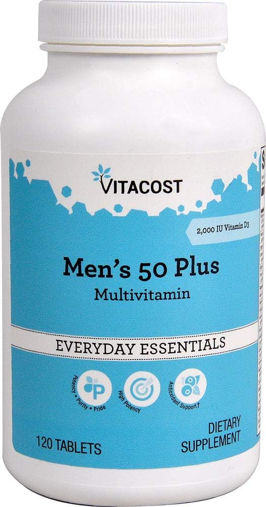 Vitacost Men's 50+ Multi Vitamin - 120 Tablets | Prostate & Heart Support
