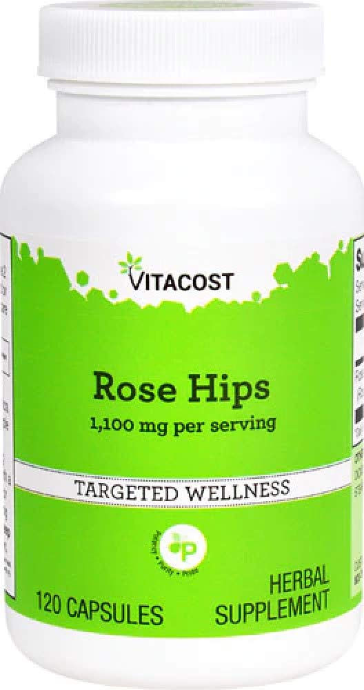 Vitacost Rose Hips 1,100 mg per Serving – 120 Capsules | Vitamin C Source