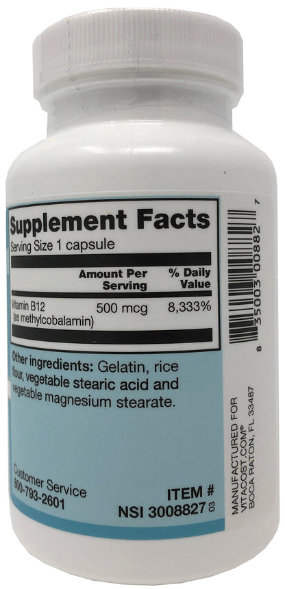 Vitacost Vitamin B-12 Methylcobalamin 500 mcg - 300 Capsules