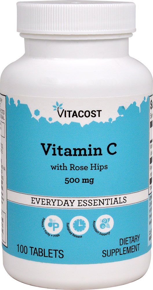 Vitacost Vitamin C with Rose Hips – 500 mg, Delayed Release, 100 Tablets