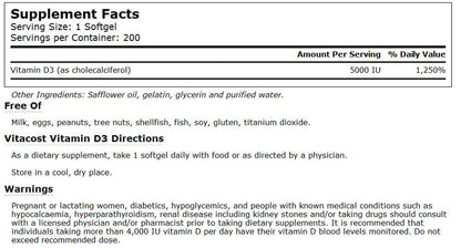 Vitacost Vitamin D3 5000 IU - 200 Softgels | Vitamin D3 Supplement