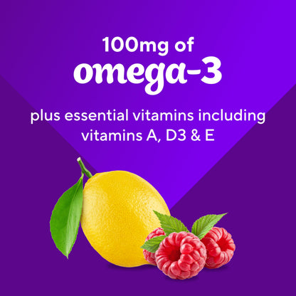 Vitafusion Omega-3 Gummy Vitamins – Berry Lemonade, 120 Count (60-Day Supply) EPA/DHA 100 mg + Vitamins A, C, D & E