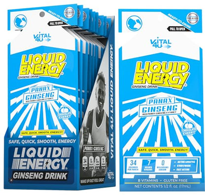 VITAL 4U® Liquid Energy Shot - Ginseng, Naturally Sweetened, Chocolate Cherry Flavor, 24 ct