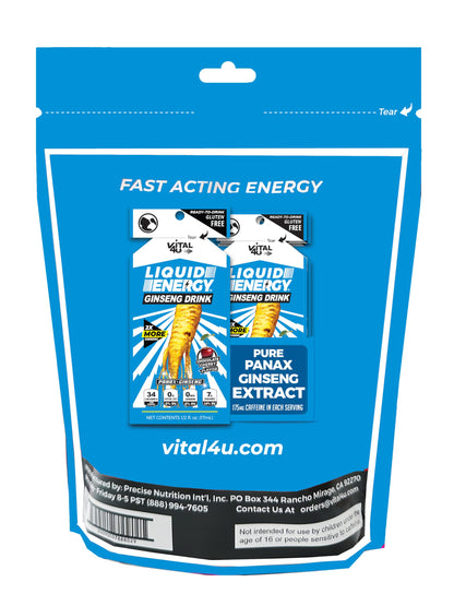 VITAL 4U® Liquid Energy Shot - Ginseng, Naturally Sweetened, Chocolate Cherry Flavor, 24 ct