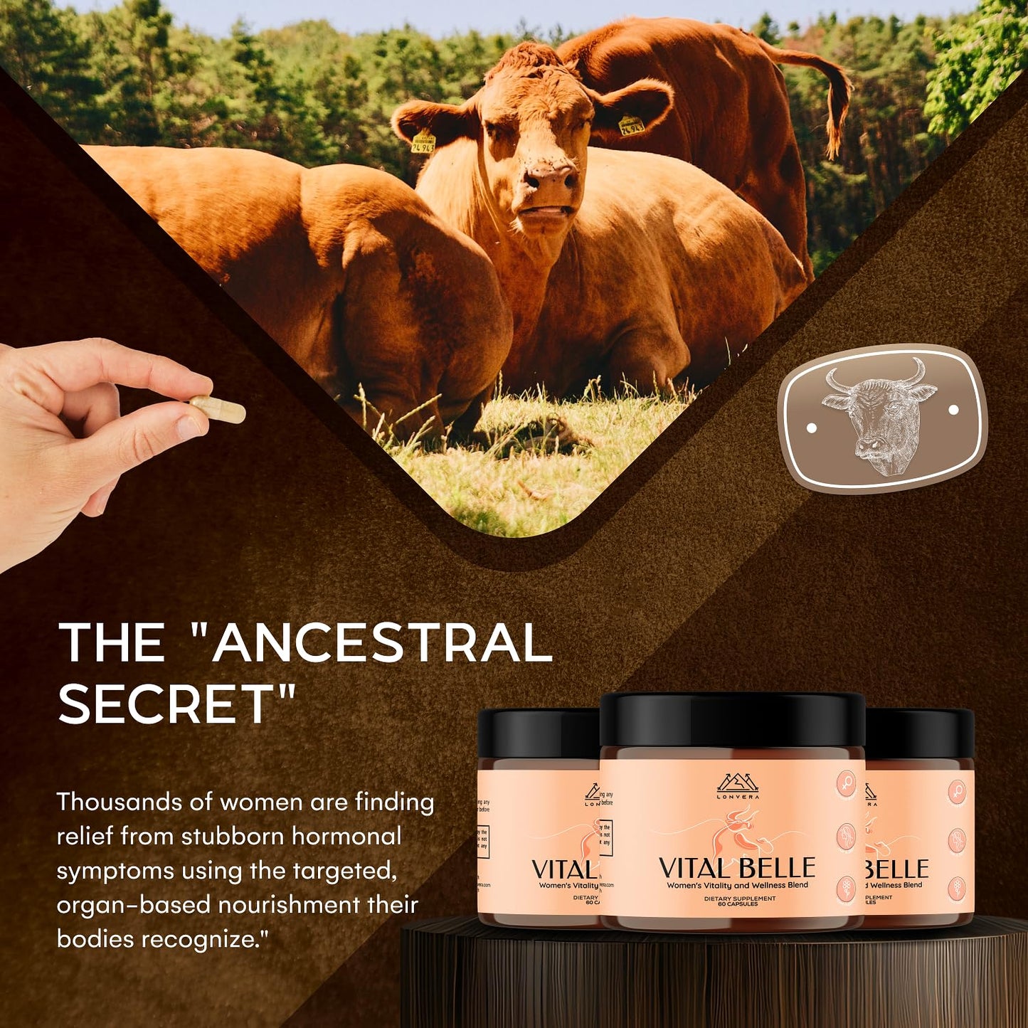 Vital Belle Grass-Fed Beef Organ Supplement for Women – Liver, Heart & Kidney (60 Capsules) – Pasture-Raised