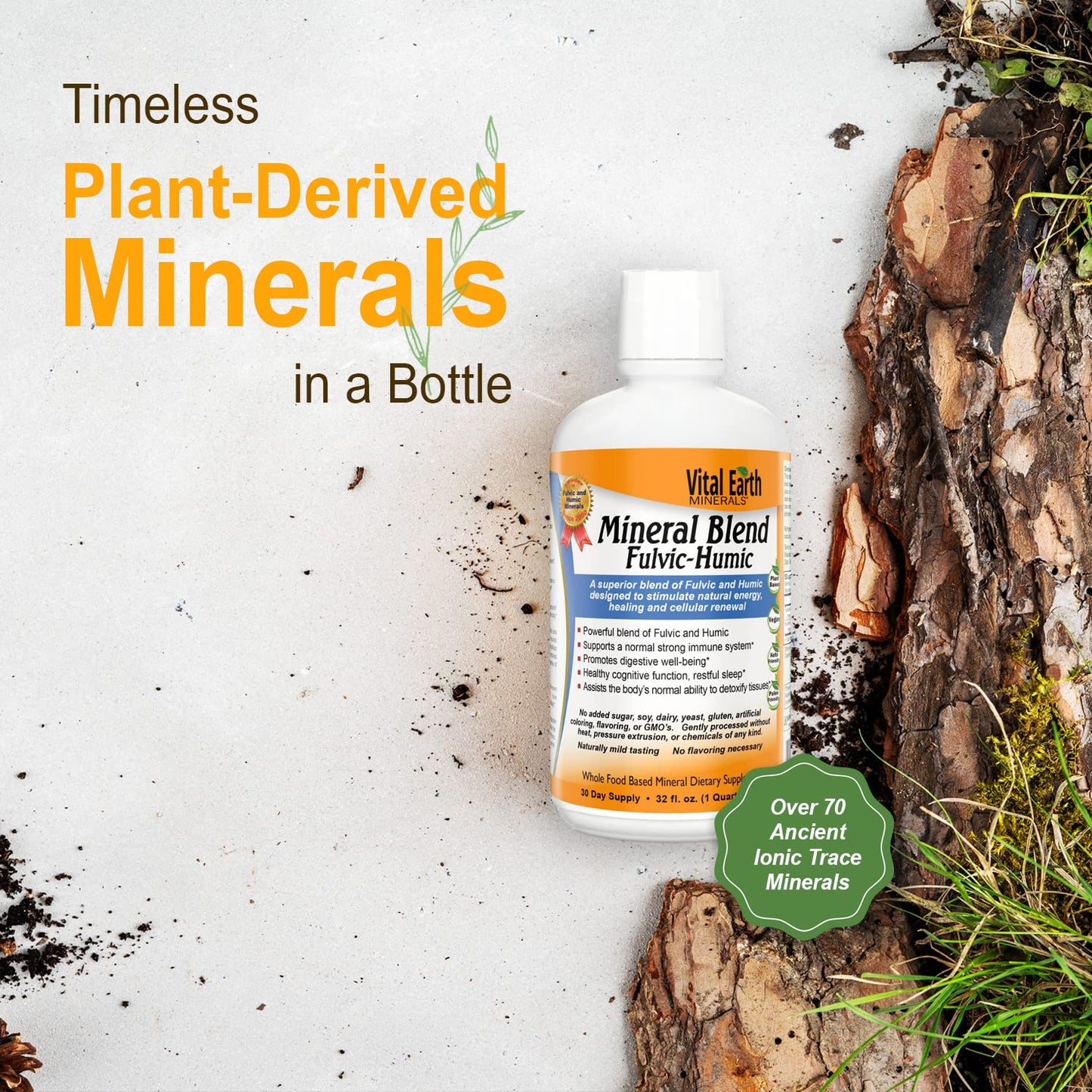 Vital Earth Minerals Fulvic Humic Mineral Blend Liquid 3-Pack – 70+ Trace Minerals, Electrolytes for Energy, Balance & Recovery