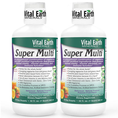 Vital Earth Minerals Super Multi 2-Pack – Liquid Multivitamin with Fulvic Acid & MTHFR Support