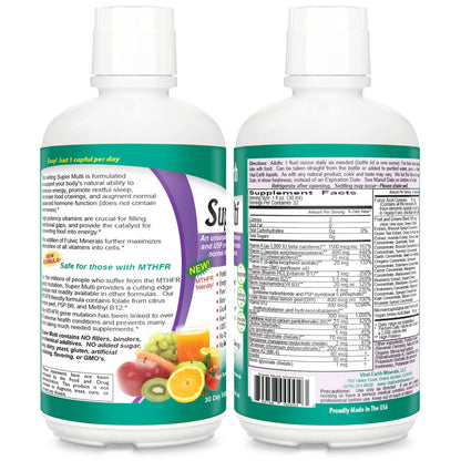 Vital Earth Minerals Super Multi 2-Pack – Liquid Multivitamin with Fulvic Acid & MTHFR Support