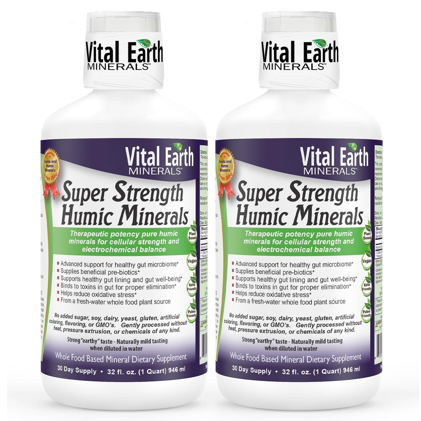 Vital Earth Minerals Super Strength Humic Minerals 2-Pack | 70+ Trace Minerals & Electrolytes