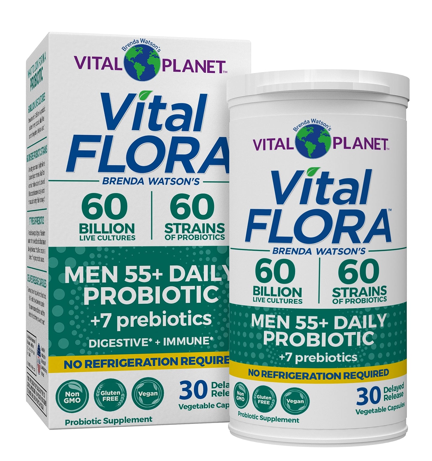 Vital Flora Men 55+ Daily Probiotic - 60B CFU, 60 Strains | Vital Planet