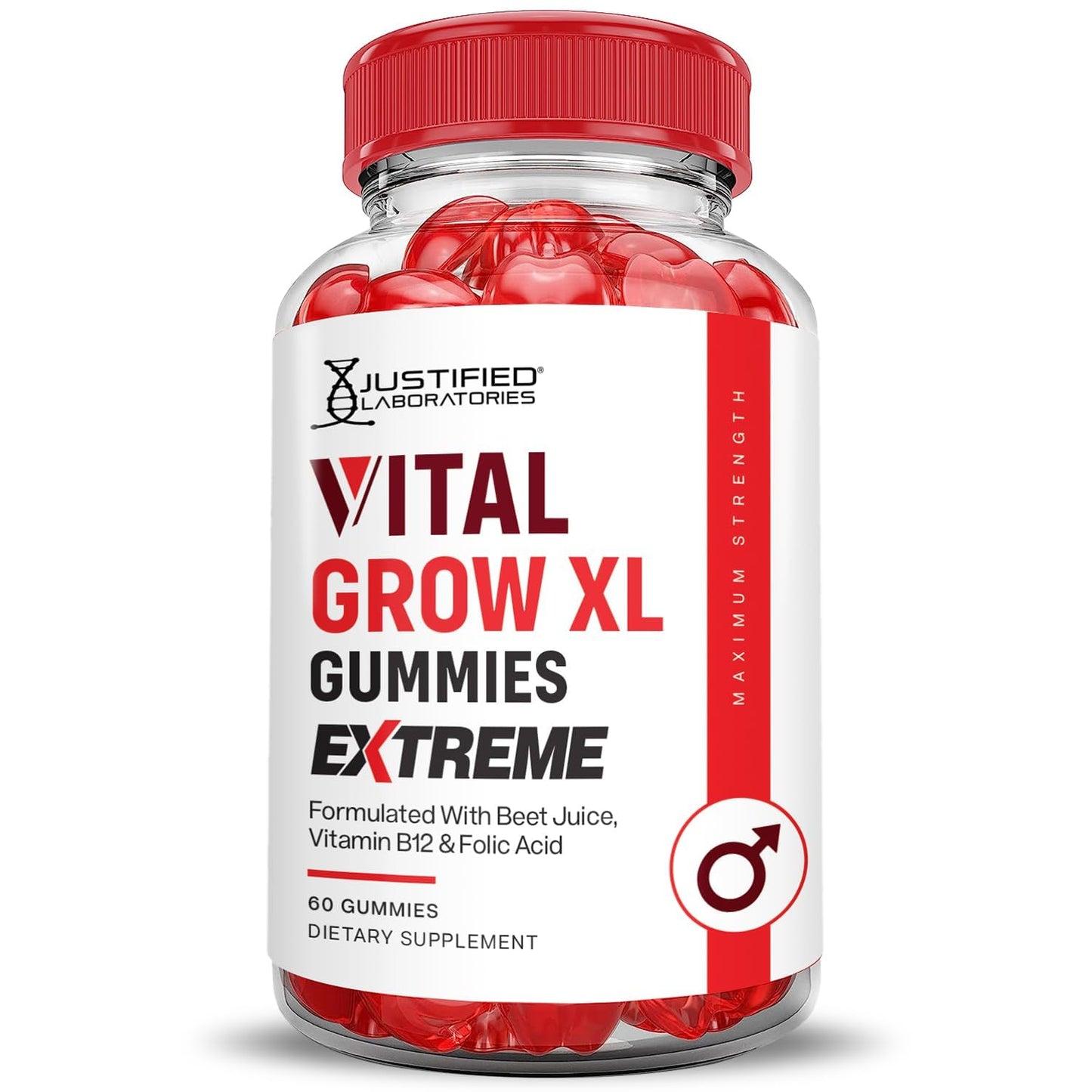 Justified Laboratories Vital Grow XL Extreme 2000MG Gummies – Vegan, Non-GMO, ACV Formula