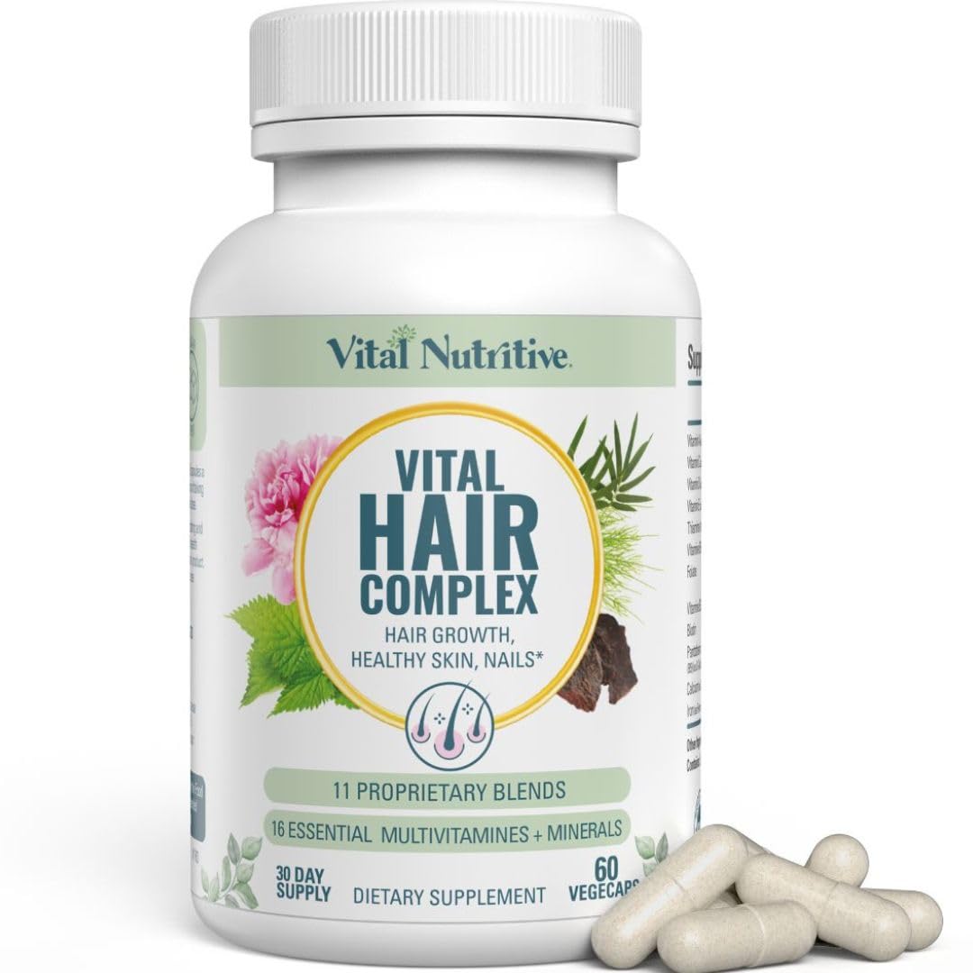 VITAL NUTRITIVE Vital Hair Complex – Biotin & Vitamin B Hair Vitamins for Women & Men (Hormone-Free, Gluten-Free)