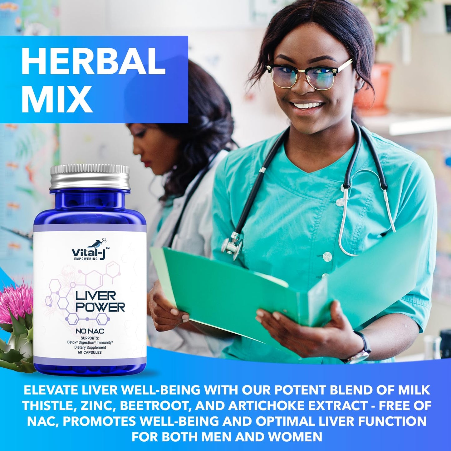 Vital-J 21-in-1 Liver Support Supplement – Detox, Repair & Digestion with Milk Thistle, Zinc, Beetroot (60 capsules)