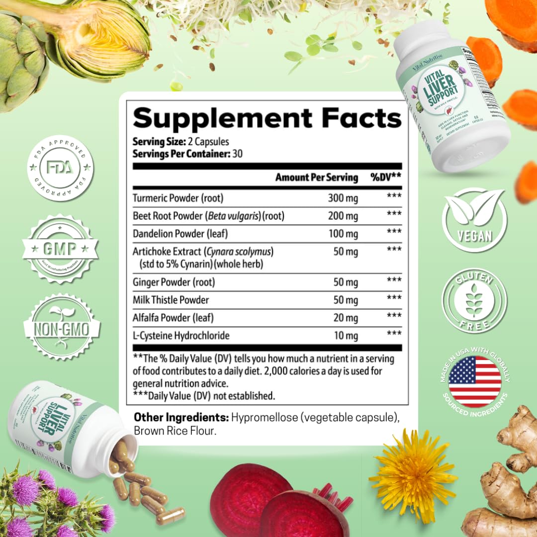Vital Liver Support – 9-in-1 Liver Health Formula with Organic Milk Thistle