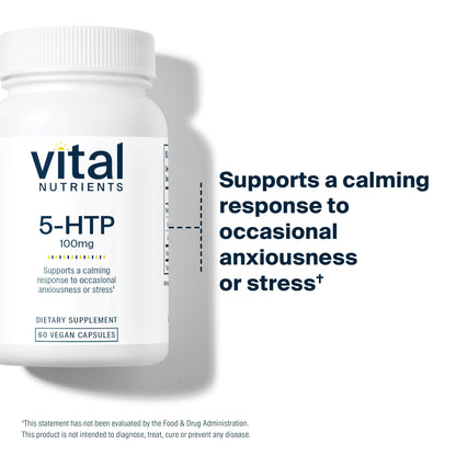 Vital Nutrients 5-HTP 100mg | Vegan Serotonin Support | Sleep & Stress | Gluten-Free & Non-GMO | 60 Capsules