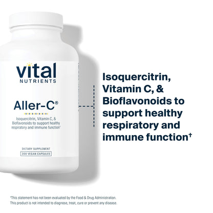 Vital Nutrients Aller-C | Vegan Respiratory & Sinus Support | Isoquercitrin, Bromelain, Bioflavonoids & Vitamin C | 200 Capsules