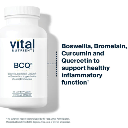 Vital Nutrients BCQ – Vegan Boswellia, Bromelain, Curcumin & Quercetin for Joint & Digestive Support | 120 Capsules