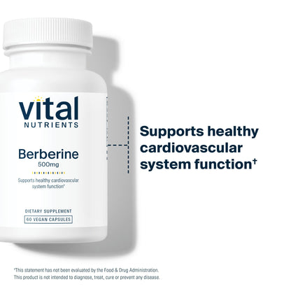 Vital Nutrients Berberine 500 mg Vegan Capsule — Supports Gut Function & Normal Triglyceride Levels | Gluten, Dairy & Soy Free | 60 Capsules