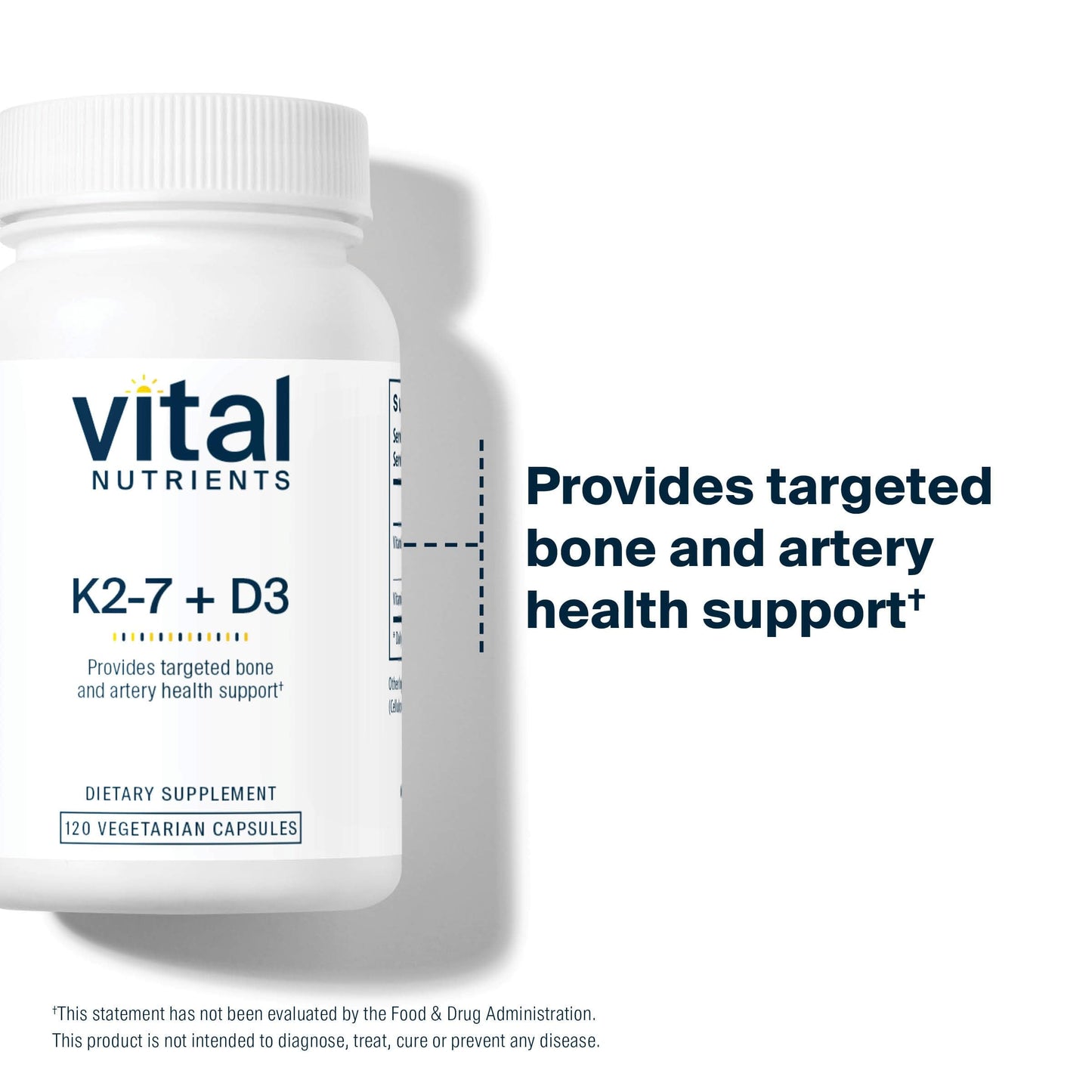 Vital Nutrients Vitamin D3 + K2 2000 IU — Bone & Muscle Support | 120 Capsules