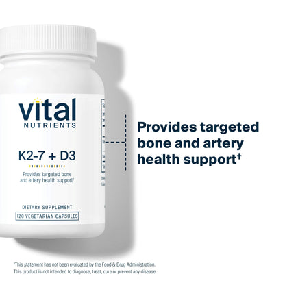 Vital Nutrients Vitamin D3 + K2 2000 IU — Bone & Muscle Support | 120 Capsules
