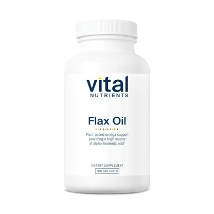 Vital Nutrients Flax Seed Oil 3000mg – Cold Pressed, High ALA for Heart Health | Non-GMO | Gluten, Dairy & Soy Free | 100 Softgels