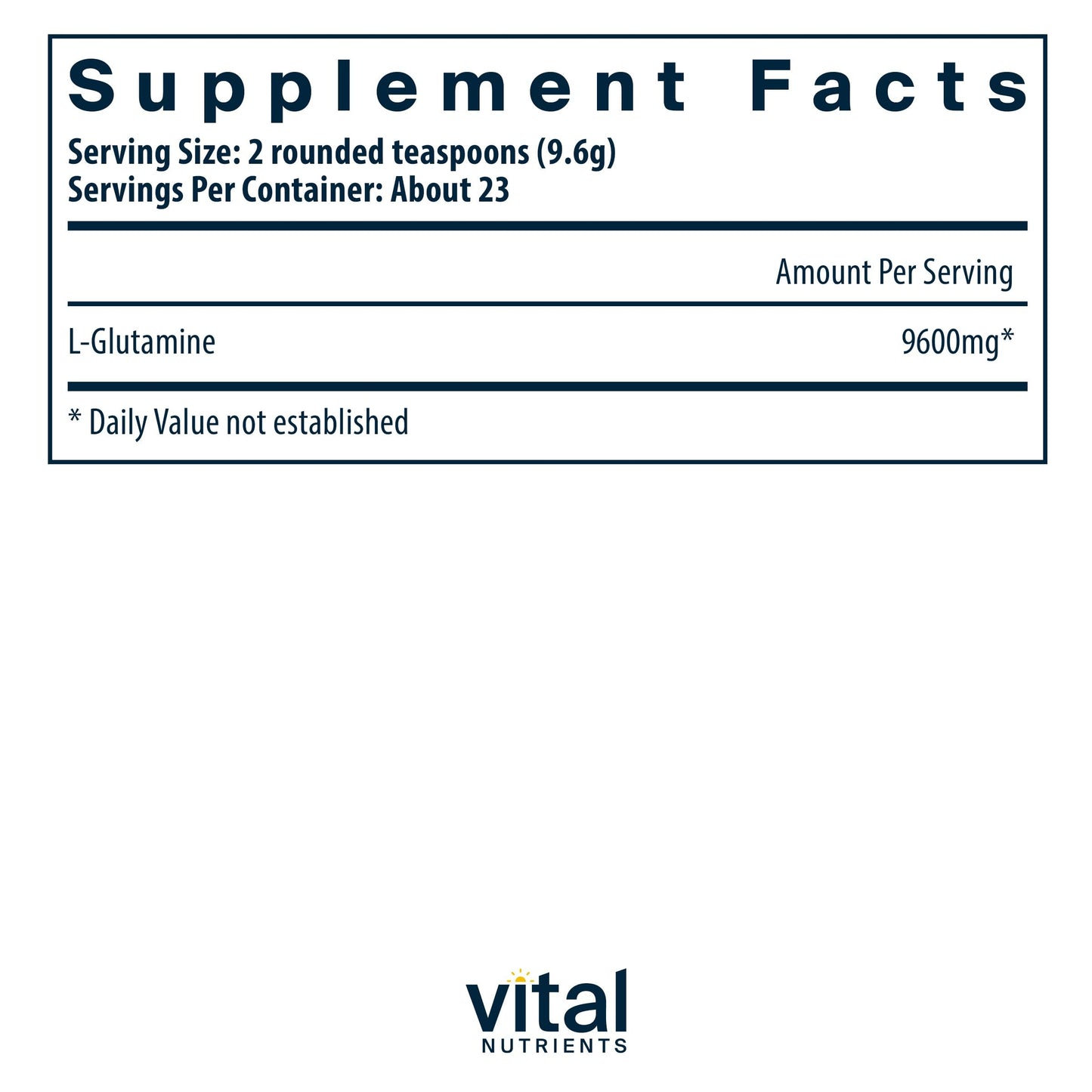 Vital Nutrients Glutamine Powder – GI Support, Gluten Free & Non-GMO (225 g / 8 oz)