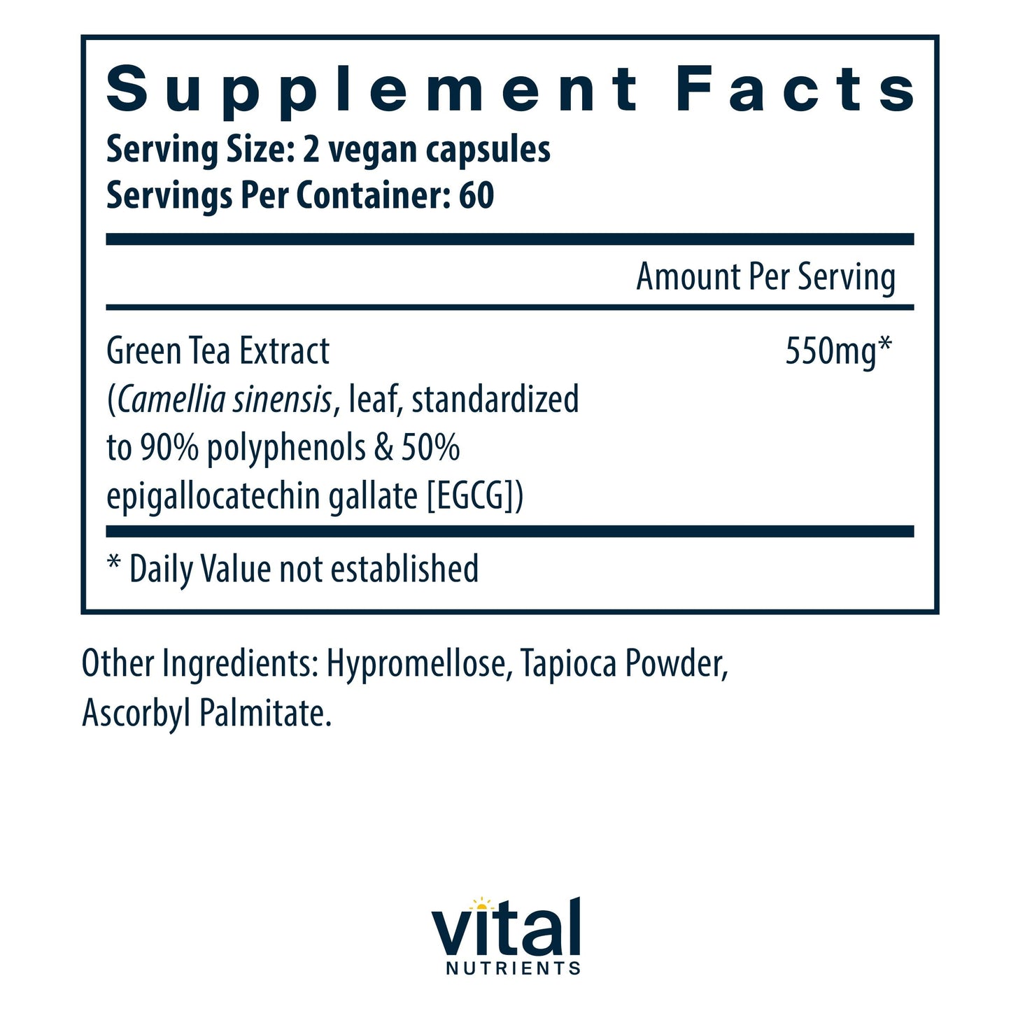 Vital Nutrients Green Tea Extract 550mg – Antioxidant for Heart & Immune Health*