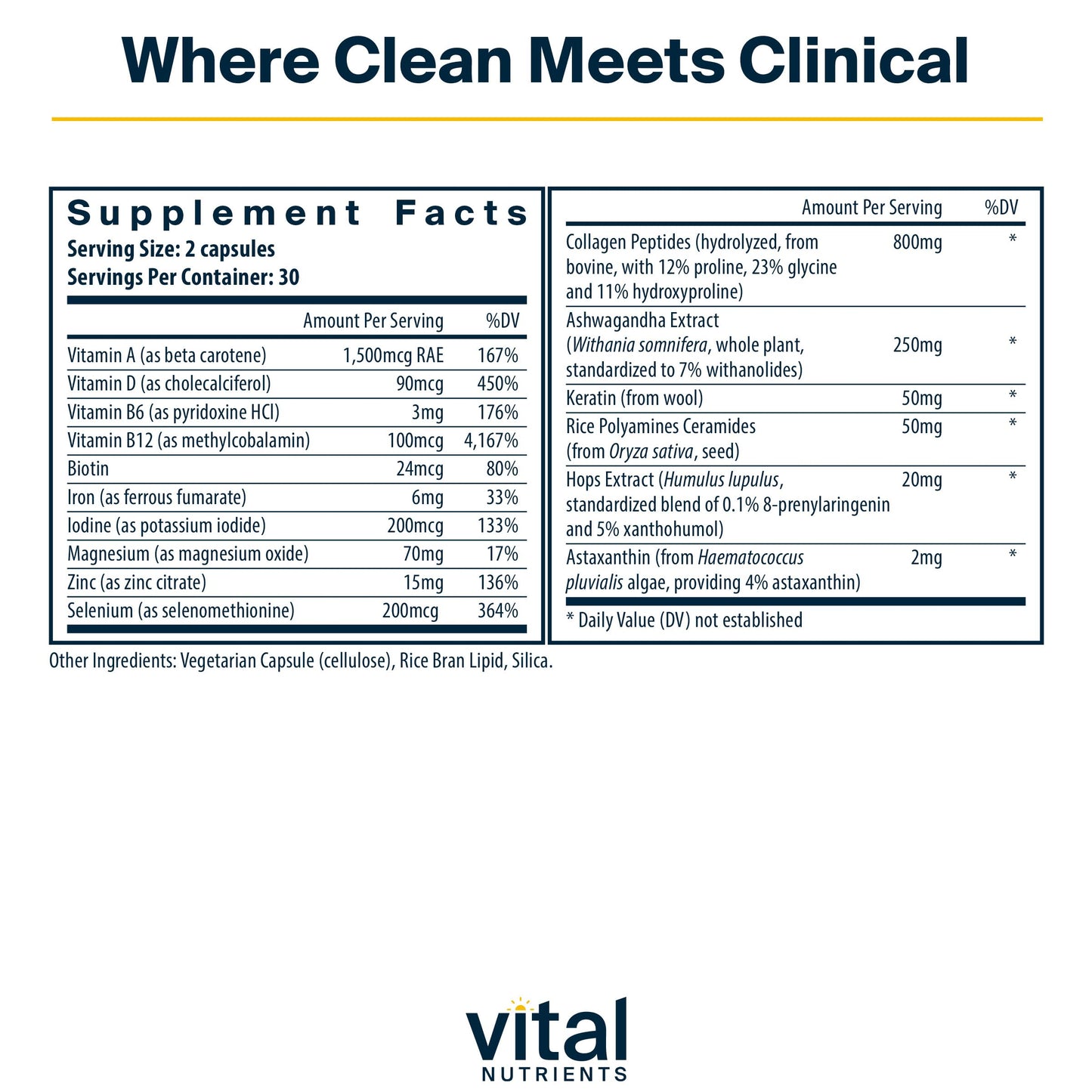 Vital Nutrients Hair Growth Vitamins Complex for Women | Fuller, Thicker Hair | 60 Count | Vegan & Gluten Free