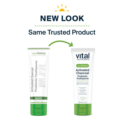 Vital Nutrients Hyperbiotics Activated Charcoal Probiotic Toothpaste | Fluoride Free | Vegan | 4 oz