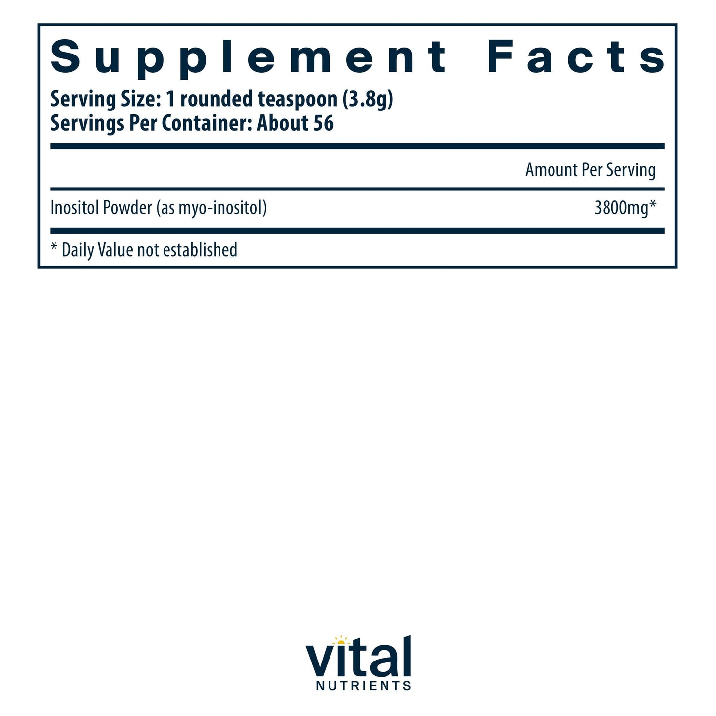 Vital Nutrients Inositol Powder | Myo-Inositol for Hormone & Energy Support | 56 Servings | Vegan, Gluten & Dairy Free