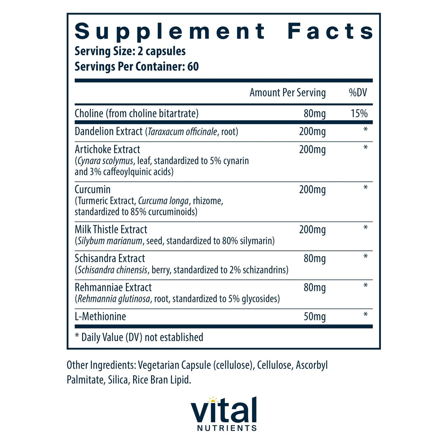 Vital Nutrients Liver Support Milk Thistle & Curcumin | Vegan, Gluten-Free | 120 Capsules