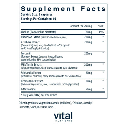Vital Nutrients Liver Support Milk Thistle & Curcumin | Vegan, Gluten-Free | 120 Capsules