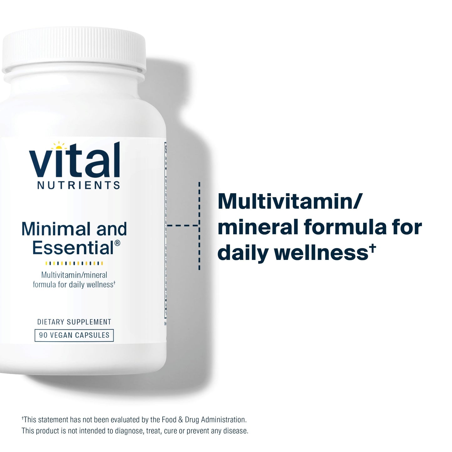 Vital Nutrients Minimal and Essential Multivitamin | Vegetarian One per Day Multi Vitamin, Mineral, & Antioxidant Supplement* | Iron-Free | Gluten, Dairy, Soy Free | Non-GMO | 90 Capsules