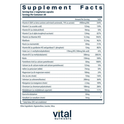 Vital Nutrients Multi-Nutrients 5 Ultra Antioxidant Formula – Vegetarian Daily Multivitamin (120 Capsules)