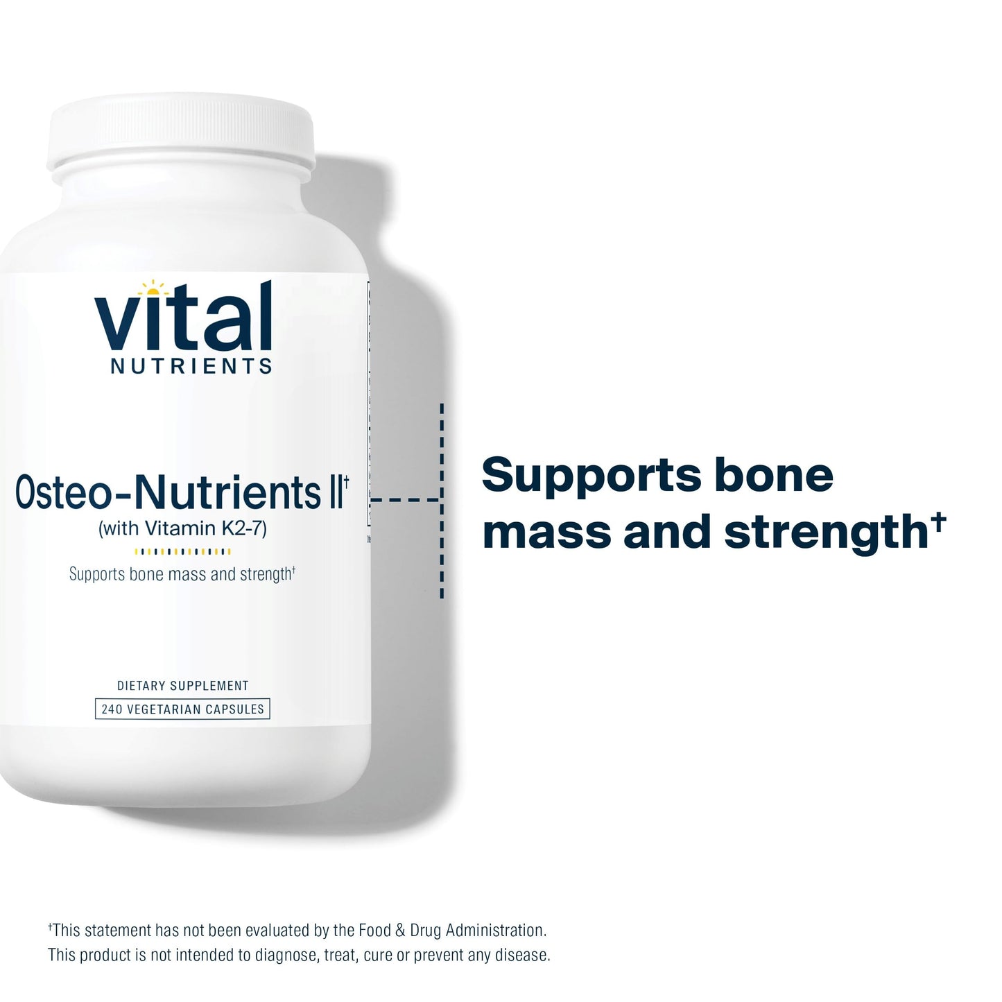 Vital Nutrients Osteo-Nutrients II | Vitamin K2 + D3, Calcium, Magnesium, Boron for Bone Strength & Heart Support | Vegetarian | 240 Capsules