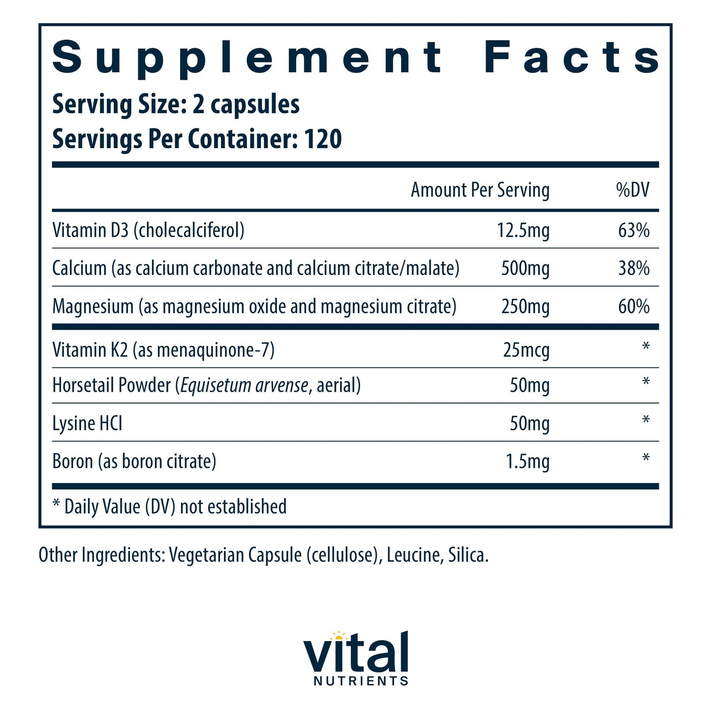 Vital Nutrients Osteo-Nutrients II | Vitamin K2 + D3, Calcium, Magnesium, Boron for Bone Strength & Heart Support | Vegetarian | 240 Capsules