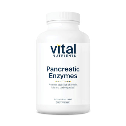 Vital Nutrients Pancreatic Enzymes 1000mg | Full-Strength Digestive Enzymes | Gluten, Dairy & Soy Free | 180 Capsules
