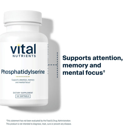 Vital Nutrients Phosphatidylserine | 150mg Phosphatidylserine Supplement | Powerful Nootropic for Attention, Memory, and Mental Focus Support* | Gluten, Dairy, Soy Free | Non-GMO | 60 Softgels