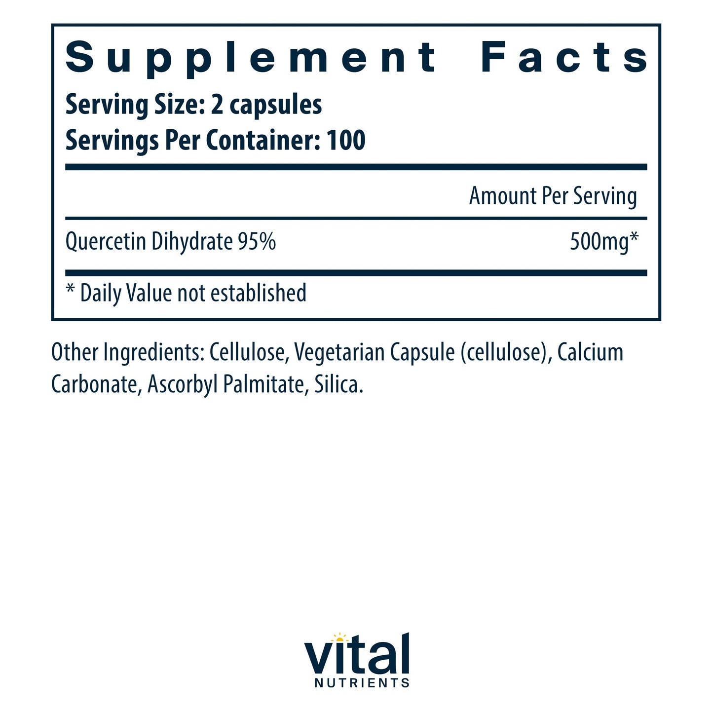 Vital Nutrients Quercetin | 500mg Vegan Quercetin Supplement – 200 Capsules