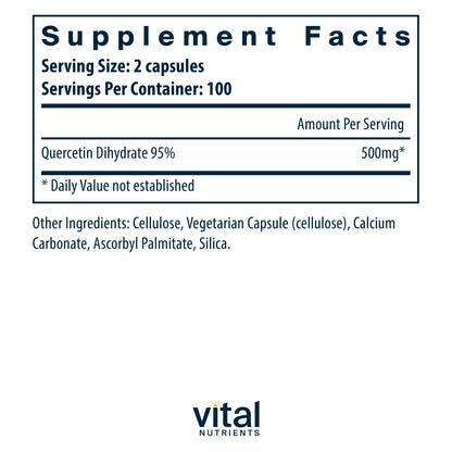 Vital Nutrients Quercetin | 500mg Vegan Quercetin Supplement – 200 Capsules