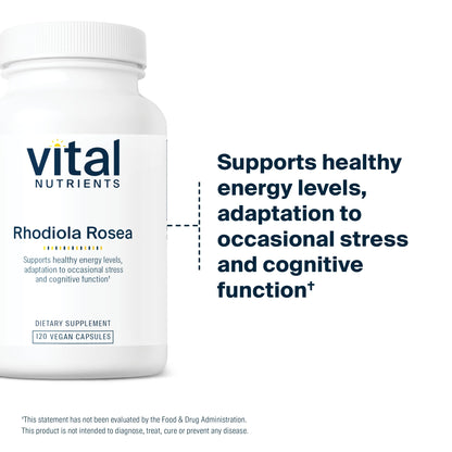 Vital Nutrients Rhodiola Rosea | Energy, Memory & Stress Support | 120 Capsules | Gluten, Dairy & Soy Free | Non-GMO