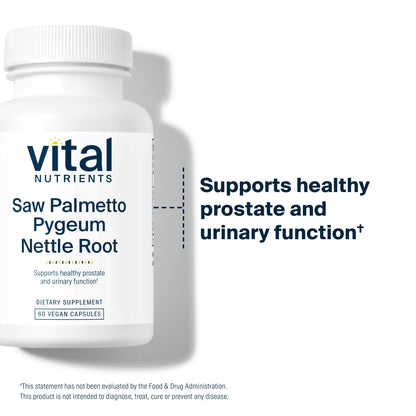 Vital Nutrients Saw Palmetto with Pygeum & Nettle Root – Vegan Prostate Support, 60 Capsules