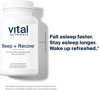 Vital Nutrients Sleep + Recover – Vegan Sleep Support with Melatonin, Ashwagandha & L-Theanine – 90 Capsules