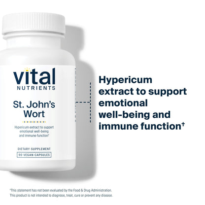Vital Nutrients St John's Wort 600mg | Vegan St John's Wort Supplement for Overall Well-Being and Healthy Outlook | Potent 3% Hypericin | Gluten, Dairy, Soy Free | Non-GMO | 90 Capsules