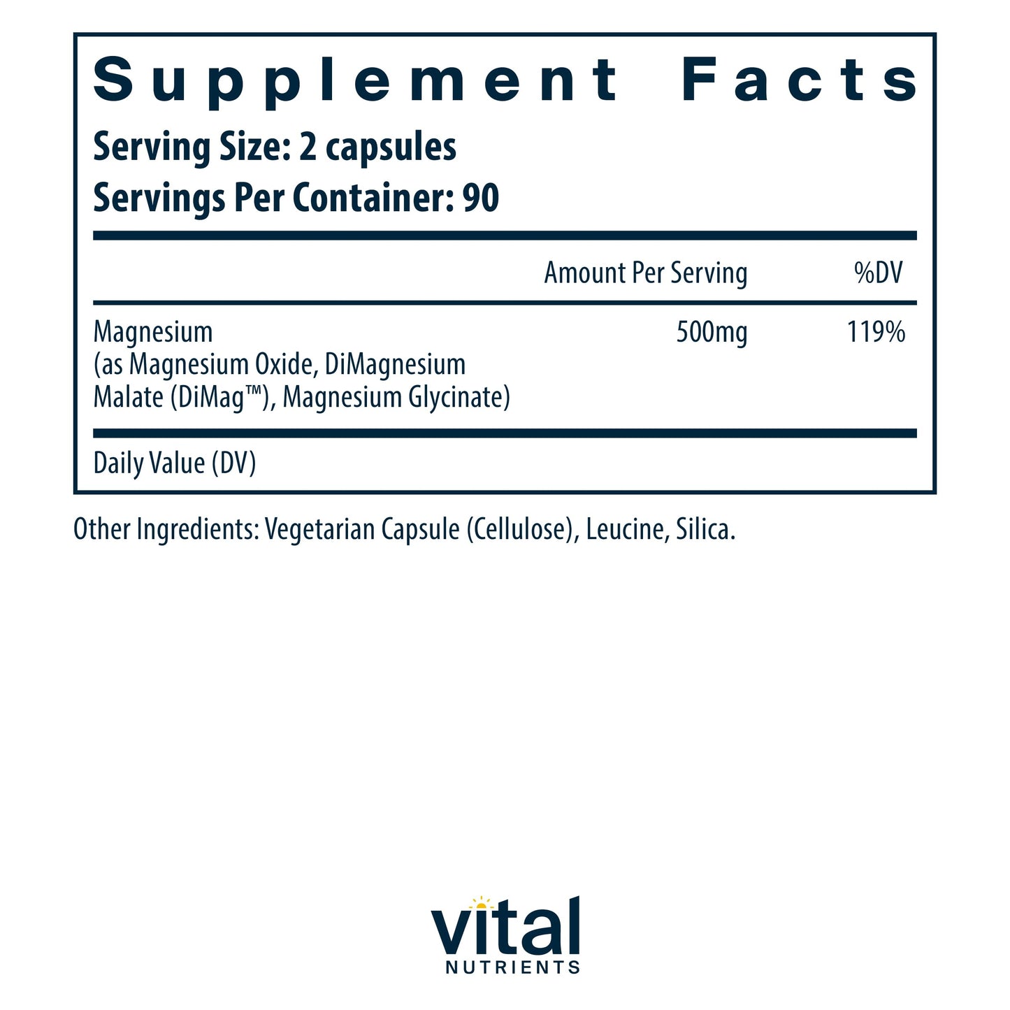 Vital Nutrients Triple Magnesium Complex - 250mg Vegan Magnesium Glycinate, Malate & Oxide | 180 Capsules