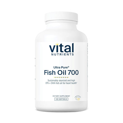 Vital Nutrients Ultra Pure Fish Oil 700 | High EPA & DHA, Lemon Flavor | 120 Softgels